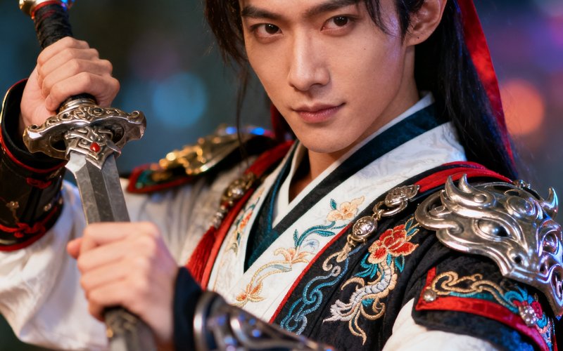 玩家cosplay游戏角色,精美服装与武器道具